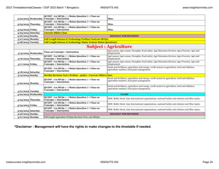 2023 TimetablesInstaClasses / OGP 2023 Batch 1 Bengaluru INSIGHTS IAS www.insightsonindia.com
instacourses.insightsonindia...