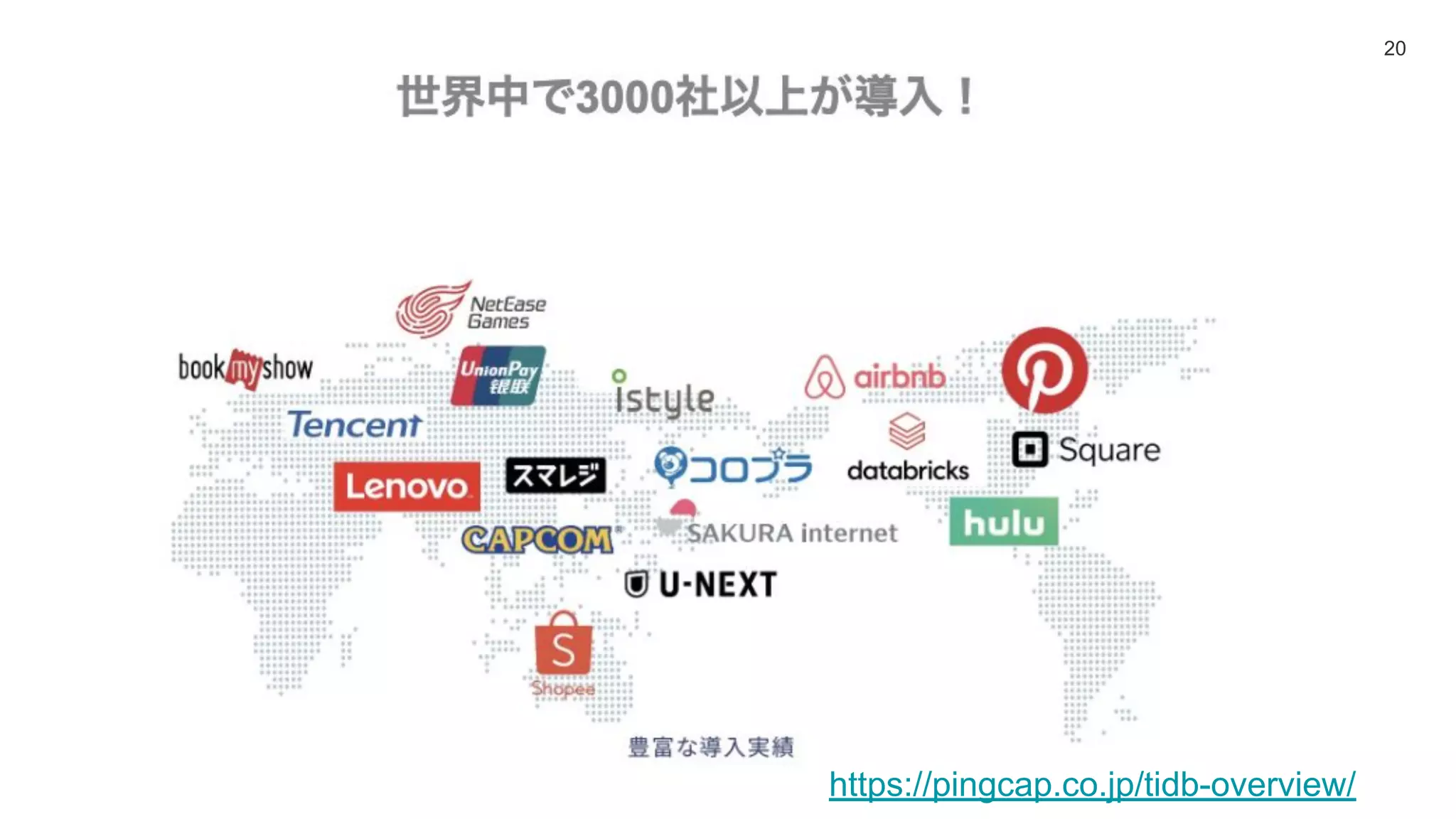 20
https://pingcap.co.jp/tidb-overview/
 