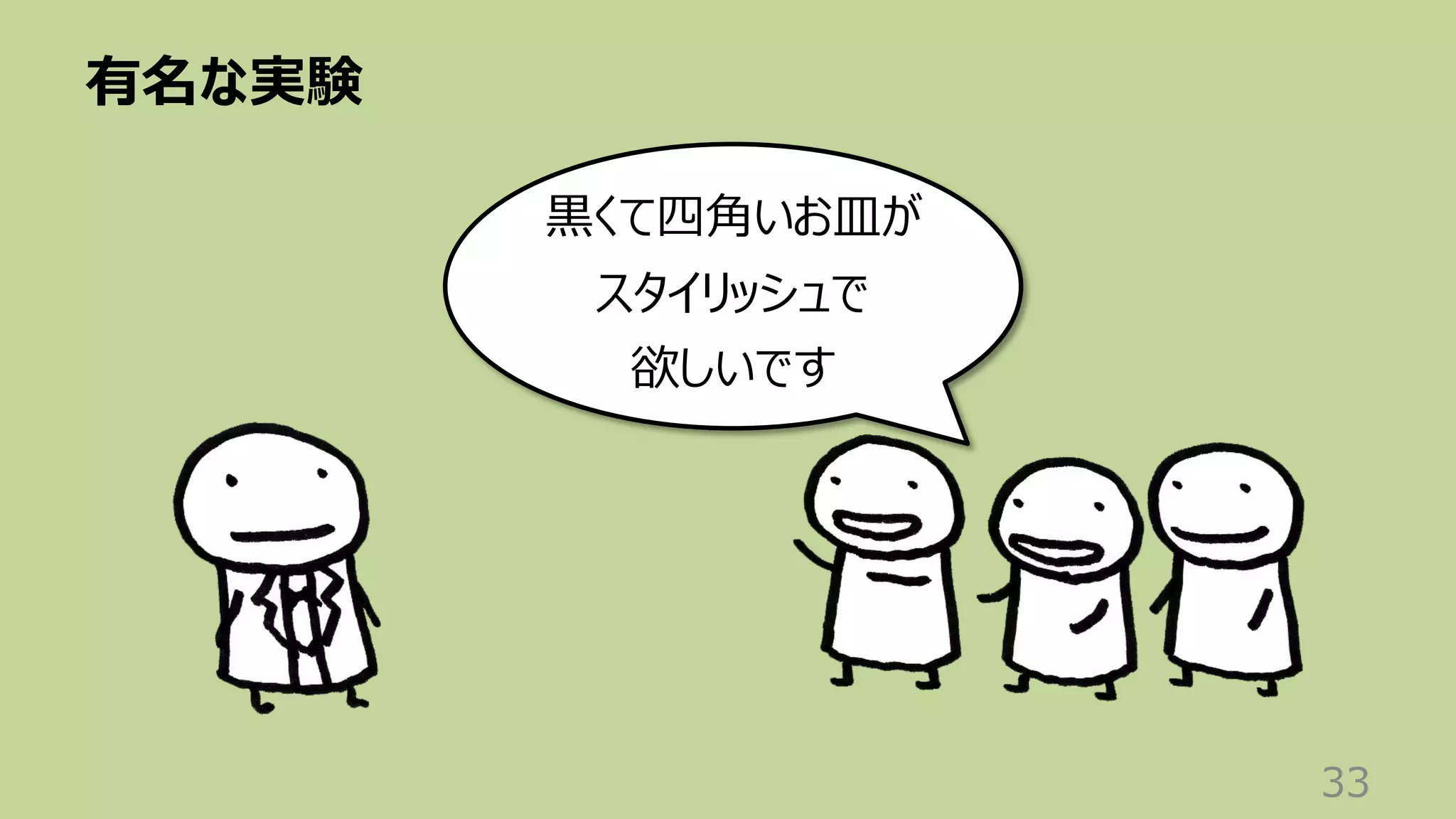 有名な実験
33
⿊くて四⾓いお⽫が
スタイリッシュで
欲しいです
 