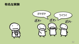 有名な実験
32
ガヤガヤ
ワイワイ
 
