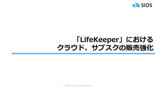 © SIOS Corp. All rights Reserved.
「LifeKeeper」における
クラウド、サブスクの販売強化
 