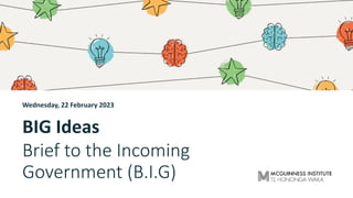 BIG Ideas
Brief to the Incoming
Government (B.I.G)
Wednesday, 22 February 2023
 