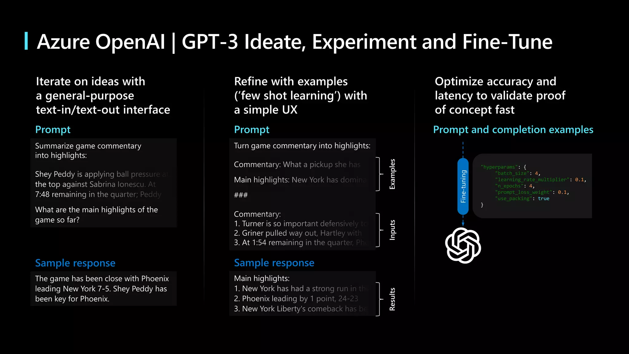 Azure OpenAI | GPT-3 Ideate, Experiment and Fine-Tune
 