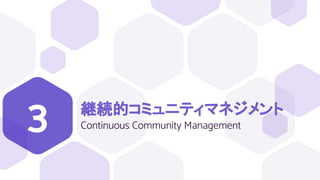継続的コミュニティマネジメント
Continuous Community Management
3
 