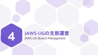 JAWS-UGの支部運営
JAWS-UG Branch Management
4
 
