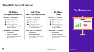 Certificaciones
Requisitos por certificación
24 MARCH 2023
¿Cómo cargar mis PDUs? 9
 