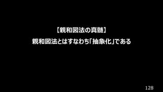 128
【親和図法の真髄】
親和図法とはすなわち「抽象化」である
 