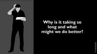 Why is it taking so
long and what
might we do better?
 