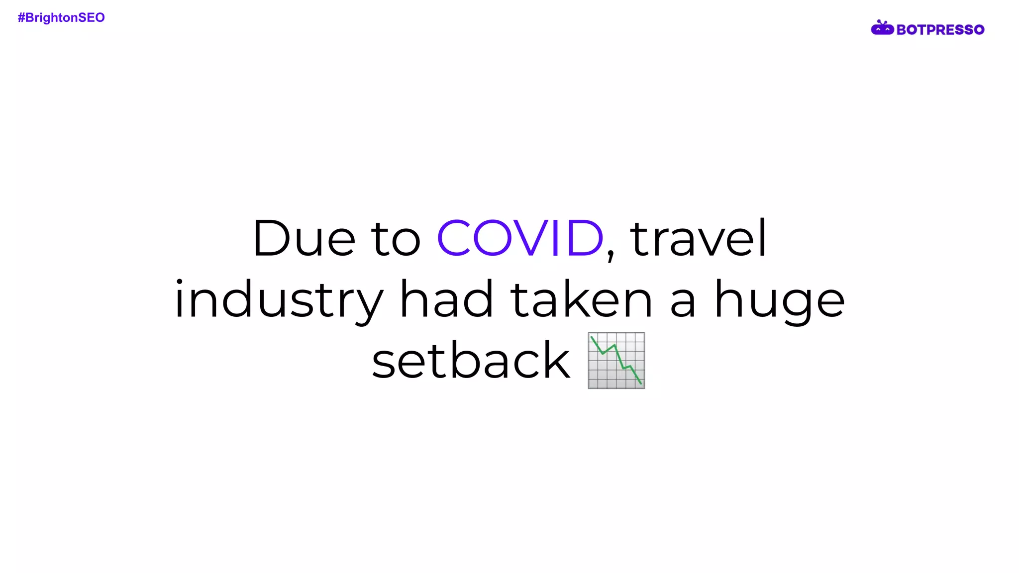 Due to COVID, travel
industry had taken a huge
setback 📉
#BrightonSEO
 