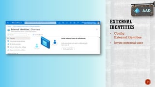 • Config
External Identities
• Invite external user
P
 