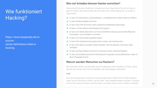 Wie funktioniert
Hacking?
https://www.kaspersky.de/re
source-
center/definitions/what-is-
hacking
15
 