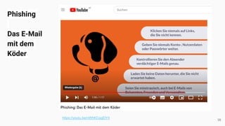 58
https://youtu.be/nWhKCqqElY4
Phishing
Das E-Mail
mit dem
Köder
 