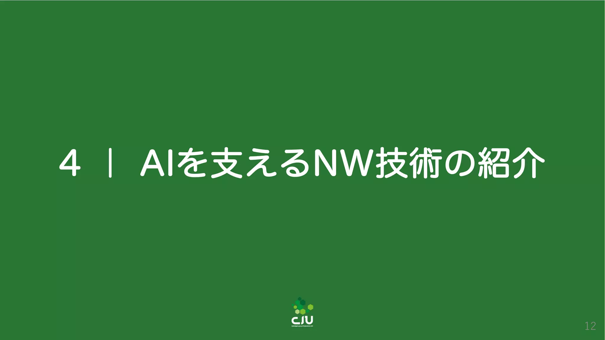 4 ｜ AIを支えるNW技術の紹介
12
 