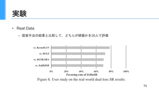 実験
• Real Data
– 提案手法の結果と比較して，どちらが綺麗かを30人で評価
24
 