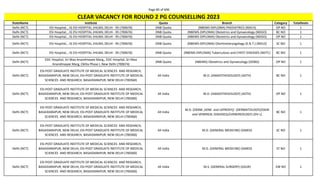 Page 85 of 696
StateName Institute Quota Branch Category TotalSeats
CLEAR VACANCY FOR ROUND 2 PG COUNSELLING 2023
Delhi (NCT) ESI Hospital, , IG ESI HOSPITAL JHILMIL DELHI - 95 (700676) DNB Quota (NBEMS-DIPLOMA) PAEDIATRICS (NDCH) OP NO 1
Delhi (NCT) ESI Hospital, , IG ESI HOSPITAL JHILMIL DELHI - 95 (700676) DNB Quota (NBEMS-DIPLOMA) Obstetrics and Gynaecology (NDGO) BC NO 1
Delhi (NCT) ESI Hospital, , IG ESI HOSPITAL JHILMIL DELHI - 95 (700676) DNB Quota (NBEMS-DIPLOMA) Obstetrics and Gynaecology (NDGO) OP NO 1
Delhi (NCT) ESI Hospital, , IG ESI HOSPITAL JHILMIL DELHI - 95 (700676) DNB Quota (NBEMS-DIPLOMA) Otorhinolaryngology (E.N.T.) (NDLO) SC NO 1
Delhi (NCT) ESI Hospital, , IG ESI HOSPITAL JHILMIL DELHI - 95 (700676) DNB Quota (NBEMS-DIPLOMA) Tuberculosis and CHEST DISEASES (NDTC) BC NO 1
Delhi (NCT)
ESIC Hospital, Sri Maa Anandmayee Marg,, ESIC Hospital, Sri Maa
Anandmayee Marg, Okhla Phase I, New Delhi (700674)
DNB Quota (NBEMS) Obstetrics and Gynaecology (DOBG) OP NO 1
Delhi (NCT)
ESI-POST GRADUATE INSTITUTE OF MEDICAL SCIENCES AND RESEARCH,
BASAIDARAPUR, NEW DELHI, ESI-POST GRADUATE INSTITUTE OF MEDICAL
SCIENCES AND RESEARCH, BASAIDARAPUR, NEW DELHI (700360)
All India M.D. (ANAESTHESIOLOGY) (ASTH) BC NO 1
Delhi (NCT)
ESI-POST GRADUATE INSTITUTE OF MEDICAL SCIENCES AND RESEARCH,
BASAIDARAPUR, NEW DELHI, ESI-POST GRADUATE INSTITUTE OF MEDICAL
SCIENCES AND RESEARCH, BASAIDARAPUR, NEW DELHI (700360)
All India M.D. (ANAESTHESIOLOGY) (ASTH) OP NO 1
Delhi (NCT)
ESI-POST GRADUATE INSTITUTE OF MEDICAL SCIENCES AND RESEARCH,
BASAIDARAPUR, NEW DELHI, ESI-POST GRADUATE INSTITUTE OF MEDICAL
SCIENCES AND RESEARCH, BASAIDARAPUR, NEW DELHI (700360)
All India
M.D. (DERM.,VENE. and LEPROSY)/ (DERMATOLOGY)/(SKIN
and VENEREAL DISEASES)/(VENEREOLOGY) (DV-L)
BC NO 1
Delhi (NCT)
ESI-POST GRADUATE INSTITUTE OF MEDICAL SCIENCES AND RESEARCH,
BASAIDARAPUR, NEW DELHI, ESI-POST GRADUATE INSTITUTE OF MEDICAL
SCIENCES AND RESEARCH, BASAIDARAPUR, NEW DELHI (700360)
All India M.D. (GENERAL MEDICINE) (GMED) SC NO 1
Delhi (NCT)
ESI-POST GRADUATE INSTITUTE OF MEDICAL SCIENCES AND RESEARCH,
BASAIDARAPUR, NEW DELHI, ESI-POST GRADUATE INSTITUTE OF MEDICAL
SCIENCES AND RESEARCH, BASAIDARAPUR, NEW DELHI (700360)
All India M.D. (GENERAL MEDICINE) (GMED) ST NO 1
Delhi (NCT)
ESI-POST GRADUATE INSTITUTE OF MEDICAL SCIENCES AND RESEARCH,
BASAIDARAPUR, NEW DELHI, ESI-POST GRADUATE INSTITUTE OF MEDICAL
SCIENCES AND RESEARCH, BASAIDARAPUR, NEW DELHI (700360)
All India M.S. (GENERAL SURGERY) (GSUR) EW NO 1
 