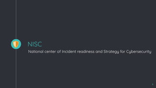 NISC
National center of Incident readiness and Strategy for Cybersecurity
?
4
 