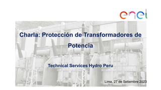 Charla: Protección de Transformadores de
Potencia
Technical Services Hydro Peru
Lima, 27 de Setiembre 2023
 