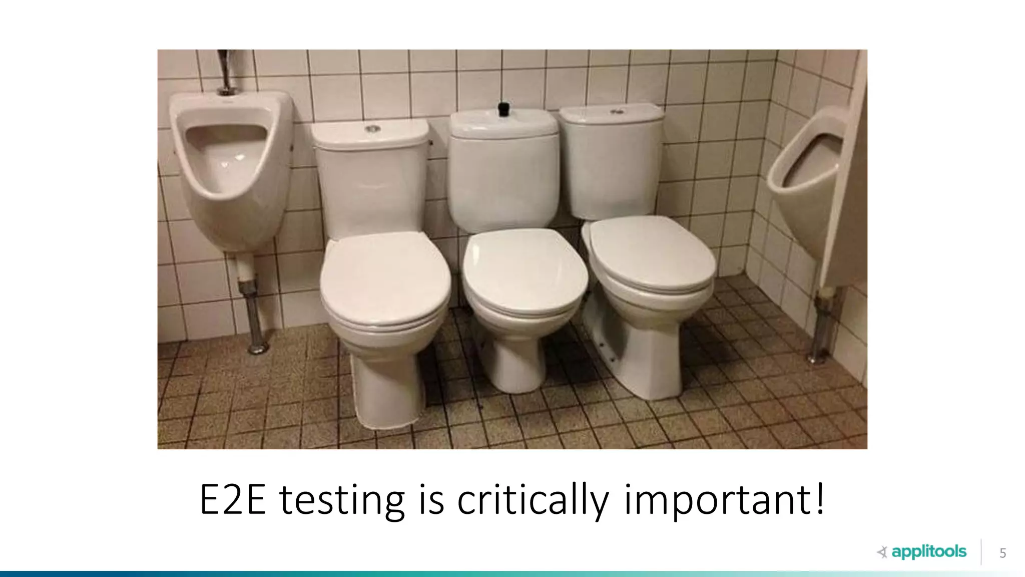 5
E2E testing is critically important!
 