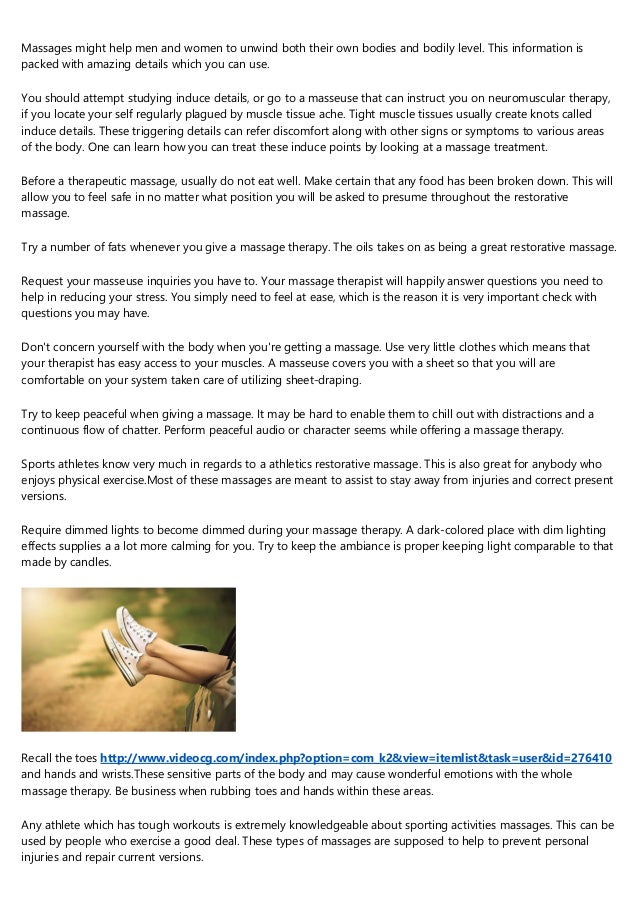 Massage Therapy Advice That Can Assist You To Relax