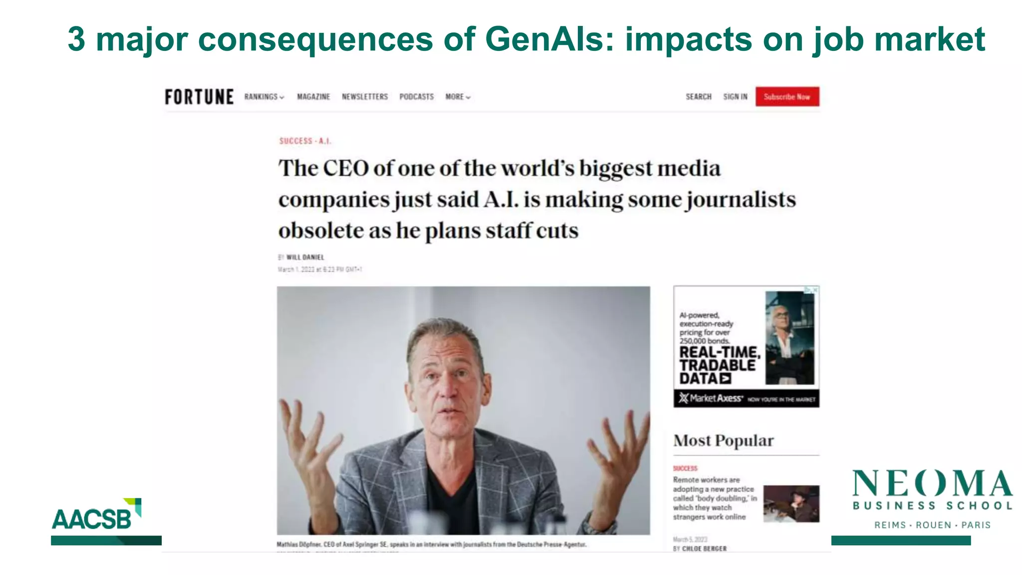 3 major consequences of GenAIs: impacts on job market
 