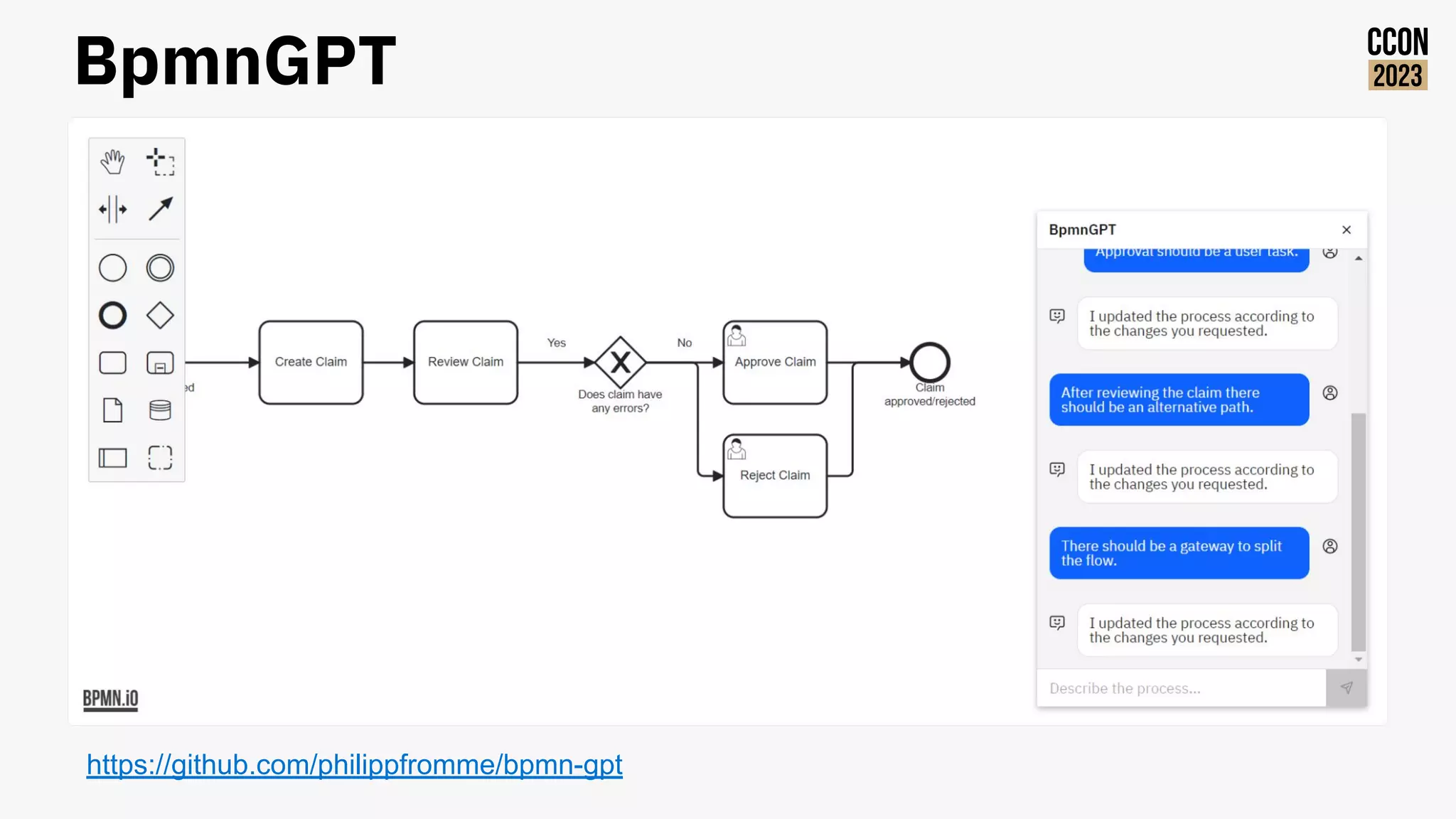 https://github.com/philippfromme/bpmn-gpt
BpmnGPT
 