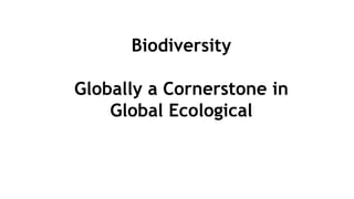 Biodiversity
Globally a Cornerstone in
Global Ecological
 