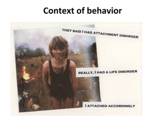 Context of behavior
 