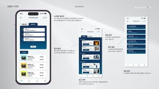 베어로보틱스
브랜드디자인
UI메인페이지

보고내역과로봇상태를한눈에확인할수있습니다.

모드변경을통해가장가까운로봇이호출됩니다.
보고내역

로봇이영상감지및연기감지등의기술을활용하여
보고된내역이표시됩니다.
로봇관리

디스플레이,음향,루틴등을설정할수있습니다.
접수/반려

접수/반려데이터를모아학습합니다.

시간이갈수록정확도가높아집니다.
영상감지

터치하면사진을확대하여
볼수있습니다.
루틴설정

각로봇의루틴을설정하여
자동시작할수있습니다.
 