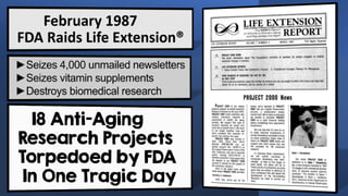 Life Extension recommended
metformin 28 years ago…
the FDA went berserk!
March 1995
 