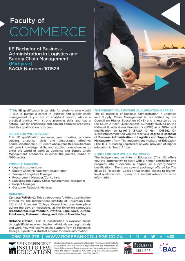 2023 MidYear_IIE Bachelor of Business Administration in Logistics and Supply Chain Management