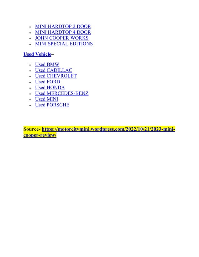 2023 Mini Cooper Review Mini Motor City