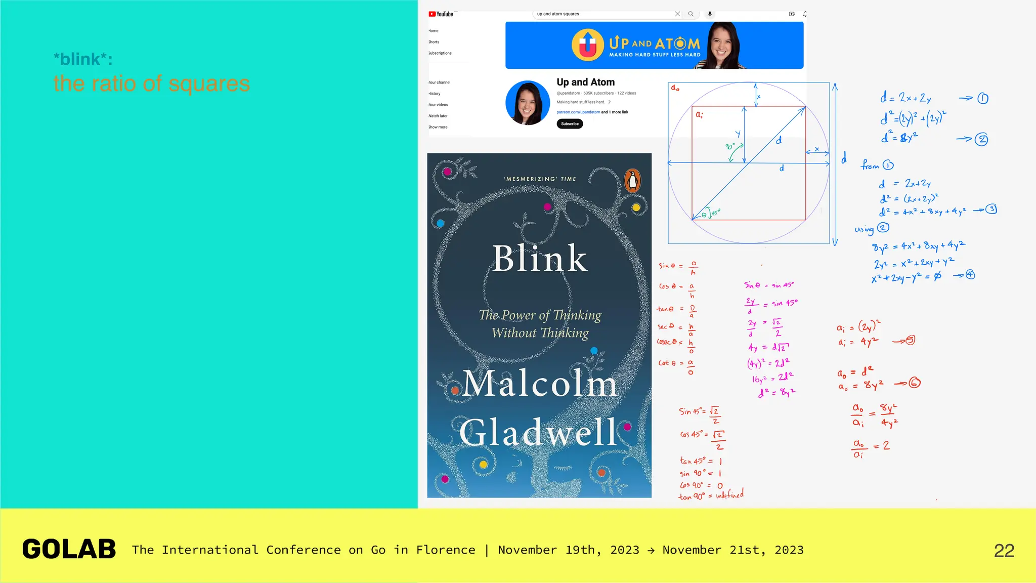 22
*blink*:
the ratio of squares
a
y
y
d 2 2
Y 6 842
I s d from
d 2 24
g
a
e
12 4 2
84 442
v
using
8112 4 2
84 442
Sino
I 242 42 2 4 42
x 2 4 42 0
Cos
ay
Sino sin450
sin450
tano
Ia
seco
ha I E ai y
coseco
to ay de di 442
14472 242
12 8,2
do de
90 8 2
Sin
II
do
Cos
450
I g 2
tan450 1
sin900 1
Cos
900 0
tango
undefined
 
