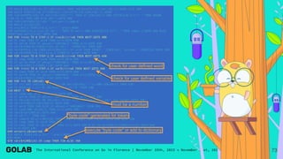 73
270 WHILE ASC(ln$)=32:IF LEN(ln$)>1 THEN ln$=RIGHT$(ln$,LEN(ln$)-1):WEND ELSE 690
280 WHILE RIGHT$(ln$,1)=CHR$(32):ln$=LEFT$(ln$,LEN(ln$)-1):WEND
290 ln$=UPPER$(ln$):IF ASC(ln$)=ASC("*") THEN IF LEN(ln$)>1 AND LEFT$(ln$,2)<>"* " THEN GOSUB
1700:IF er THEN 260 ELSE w$="":GOTO 690
300 ln$=ln$+CHR$(32):x$="":q=1:wn=-1:comp=0
310 WHILE q<LEN(ln$)
320 p=q:WHILE MID$(ln$,q,1)<>" ":q=q+1:WEND
330 w$=MID$(ln$,p,q-p):IF w$=":" THEN IF wn=-1 AND RIGHT$(ln$,2)="; " THEN comp=-1:GOTO 640 ELSE
PRINT"Bad definition":GOTO 260
340 FOR i=cvn TO 0 STEP-1:IF cvoc$(i)<>w$ THEN NEXT:GOTO 400
350 IF comp THEN IF wn=0 THEN er=3:GOTO 690
360 IF wn>=0 THEN IF w$(wn)="VARIABLE" THEN er=4:GOTO 690
370 x$=x$+CHR$(0)+CHR$(i+14):IF w$<>"."+CHR$(34) THEN 640
380 te=INSTR(q,ln$,CHR$(34)+CHR$(32)):IF te=0 THEN PRINT".";CHR$(34);" without ";CHR$(34):GOTO 260
390 x$=x$+MID$(ln$,q+1,te-q-1)+CHR$(4):q=te+1:GOTO 640
400 FOR i=uvn TO 0 STEP-1:IF uvoc$(i)<>w$ THEN NEXT:GOTO 440
410 IF comp THEN IF wn=0 THEN er=3:GOTO 690
420 IF wn>=0 THEN IF w$(wn)="VARIABLE" THEN er=4:GOTO 690
430 x$=x$+CHR$(1)+CHR$(i+14):GOTO 640
440 FOR i=vrn TO 0 STEP-1:IF var$(i)<>w$ THEN NEXT:GOTO 480
450 IF comp THEN IF wn=0 THEN er=3:GOTO 690
460 IF wn>=0 THEN IF w$(wn)="VARIABLE" THEN er=3:GOTO 690
470 x$=x$+CHR$(2)+CHR$(i+14):GOTO 640
480 FOR i=1 TO LEN(w$)
490 IF i=1 AND (ASC(w$)=ASC("+") OR ASC(w$)=ASC("-")) AND LEN(w$)>1 THEN 510
500 IF MID$(w$,i,1)<"0" OR MID$(w$,i,1)>"9" THEN 560
510 NEXT i
520 IF comp AND wn=0 THEN er=5:GOTO 690
530 IF wn>=0 THEN IF w$(wn)="VARIABLE" THEN er=5:GOTO 690
540 IF VAL(w$)>32767 OR VAL(w$)<-32767 THEN PRINT"Number ";w$;" too large":GOTO 260
550 x$=x$+CHR$(3)+w$+CHR$(4):GOTO 640
560 IF wn<0 THEN 590 ELSE IF w$(wn)<>"VARIABLE" THEN 590
570 IF comp AND w$=w$(1) THEN er=3:GOTO 690
580 x$=x$+w$+CHR$(4):GOTO 640
590 IF w$<>";" THEN 610
600 IF comp=0 OR q<>LEN(ln$) THEN PRINT"Illegal semi-colon":GOTO 260 ELSE 640
610 IF comp THEN IF wn=0 THEN 640
620 IF comp THEN IF w$<>w$(1) THEN er=5:GOTO 690 ELSE x$=x$+CHR$(1)+CHR$(uvn+15):GOTO 640
630 er=5:GOTO 690
640 wn=wn+1:w$(wn)=w$
650 WHILE MID$(ln$,q,1)=" ":q=q+1:WEND
660 WEND
670 x$=x$+CHR$(13):IF comp THEN 720 ELSE 760
execute "byte code" or add to dictionary
check for user defined word
check for user defined variable
must be a number
"byte code" generated for token
 