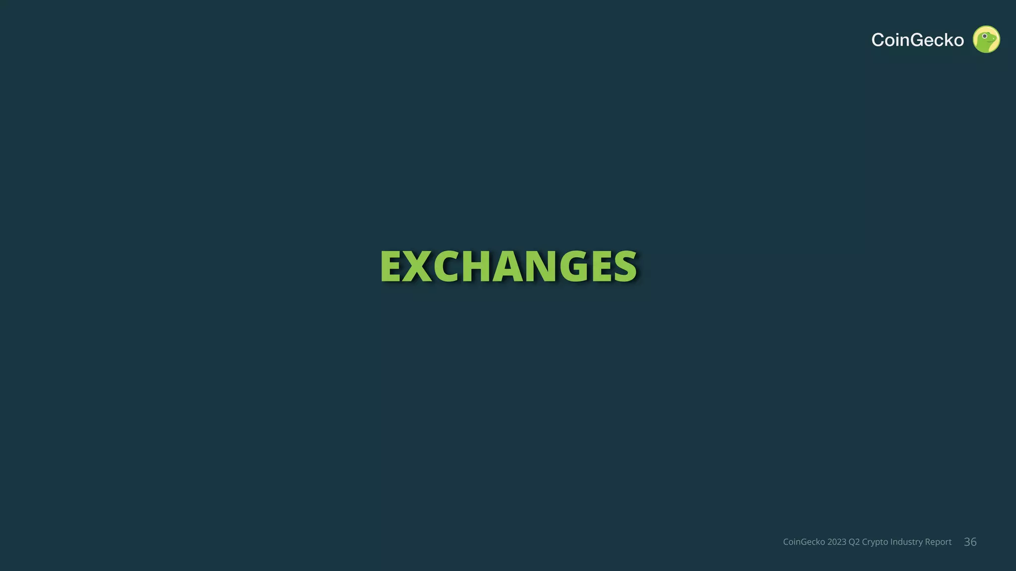 CoinGecko 2023 Q2 Crypto Industry Report 36
EXCHANGES
 