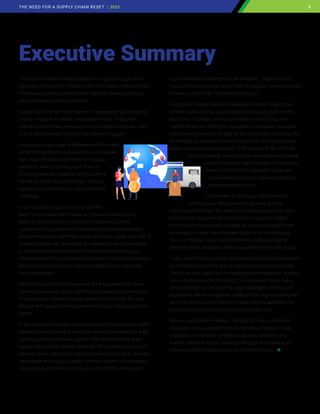 This report shares a meta-perspective on global supply chain
disruption that started in March 2020 and ended in March 2023.
The research aims to harvest learnings and share insights to
help companies improve reliability.
During this thirty-six-month period of uncertainty, global supply
chains struggled to deliver predictable results. Today, with
mounting inflationary pressures, the challenges continue. Cash
is king, and financial viability is the overarching goal.
Improving supply chain effectiveness is front and
center of boardroom discussions as companies
face lingering issues with order and supply
variability while improving cash flow. To
drive improvement, leaders need to drive a
rethink of planning and analytics. Current
supply chain practices are not equal to the
challenge.
In our research, organizational alignment
was the most significant factor to improve resilience (the
ability to drive reliability in the face of variability). While
consultants may wave their hands and tout new approaches
and technologists hawk their wares, the most crucial step that a
business leader can take today to improve future performance
is developing a shared vision for the organization on supply
chain excellence. For organizations layered in functional metrics
and driving a cost agenda, this is a tougher nut to crack than
most understand.
We find that only some companies are transparent and cross-
functionally aligned on the definition of supply chain excellence.
Organizational alignment issues grew three-fold over the past
decade, with gaps widening between financial and supply chain
teams.
In the definition of supply chain excellence, the traditional leader
values cost reduction but is blind in how to value time and align
cycles against cost-driven agenda. Over the past three years,
supply chain cycles shifted. Currently, the processes are out of
balance. Order cycles--the requested time from order to delivery-
-decreased while supply cycles –the time to procure materials--
increased. E-commerce models exacerbated this trend while
supply variability challenged order reliability. Organizations
focus on cost and do not know how to measure planning cycles
or how to value time. This needs to change.
Companies needed quicker answers with better insights, but
current organizational processes put the supply chain on the
back foot. Processes are too slow and are out of step with
market dynamics. During the pandemic, companies struggled
with planning systems, turning off the optimizers, and using the
technology as a system of record. Over 90% of decisions were
made using Excel spreadsheets. In this research, we find that
process latency, the time for an organization to decide
using a traditional S&OP process, is two-to-six
weeks. In the face of variability, this is two-
to-six weeks too long to make allocation or
procurement decisions.
The answer is not digital transformation.
In the survey, 48% of companies were driving
digital transformation, but descriptive analytics was the only
element that improved performance. For many, the digital
transformation processes focused on automating traditional
processes to make the processes faster or eliminate paper.
This is a mistake. As a result, companies operating digital
transformation strategies did not outperform their peer group.
Today, we find digital supply chain transformation is over-hyped
by technology providers with a need for more clarity on value.
The focus is on digital not on building transformational process
value. As discussed in this report, the issues are many, but a
central problem is the lack of a clear roadmap to define core
capabilities. While companies speak of reducing risk, doing the
same old process in the face of unprecedented variability, but
only faster, could be the most significant risk of all.
Now is a good time to reflect. The past thirty-six months of
disruption, signals a need for a fundamental change in how
organizations translate strategy to process definition and
market signals to action. Closing both gaps are essential to
improve resiliency and balance sheet performance.
Executive Summary
5
THE NEED FOR A SUPPLY CHAIN RESET | 2023 5
 