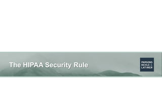 The HIPAA Security Rule
 