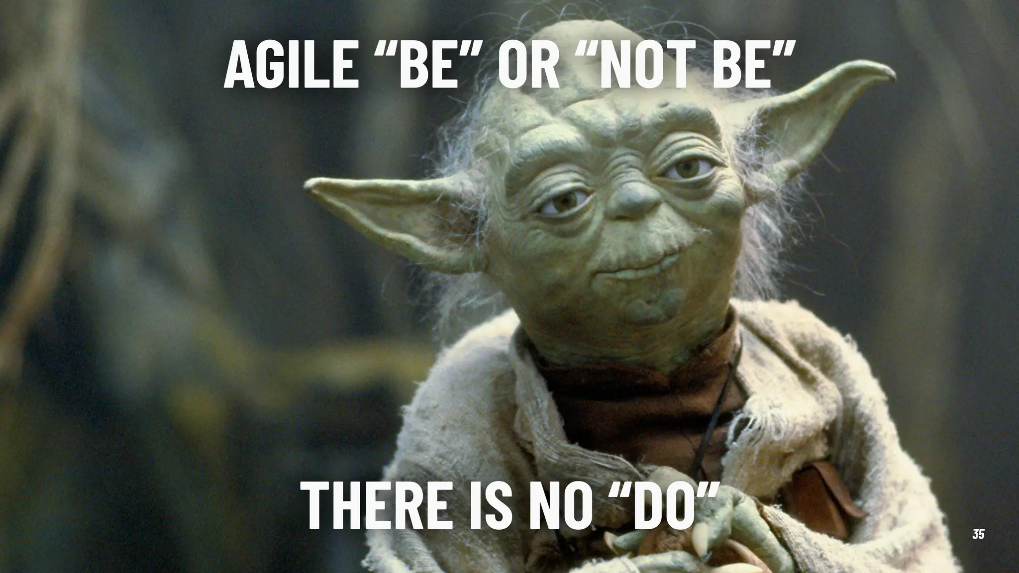35
AGILE “BE” OR “NOT BE”
THERE IS NO “DO”
 