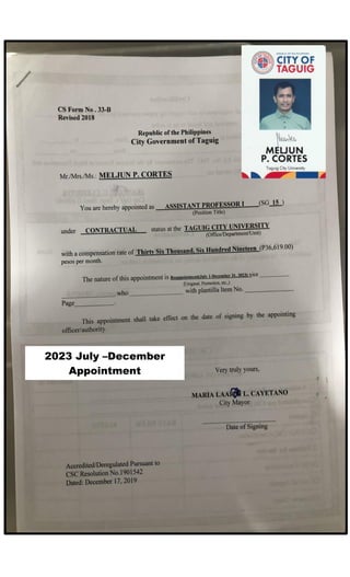 2023 July –December
Appointment
 