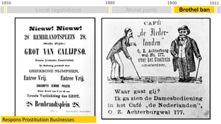 Local regulations
1850 1911
1900
1880
Moral panic Brothel ban
Respons Prostitution Businesses
 