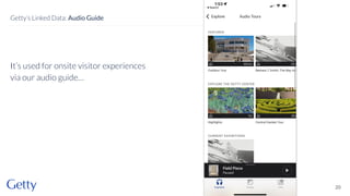 It’s used for onsite visitor experiences
via our audio guide…
20
Getty’s Linked Data: Audio Guide
 