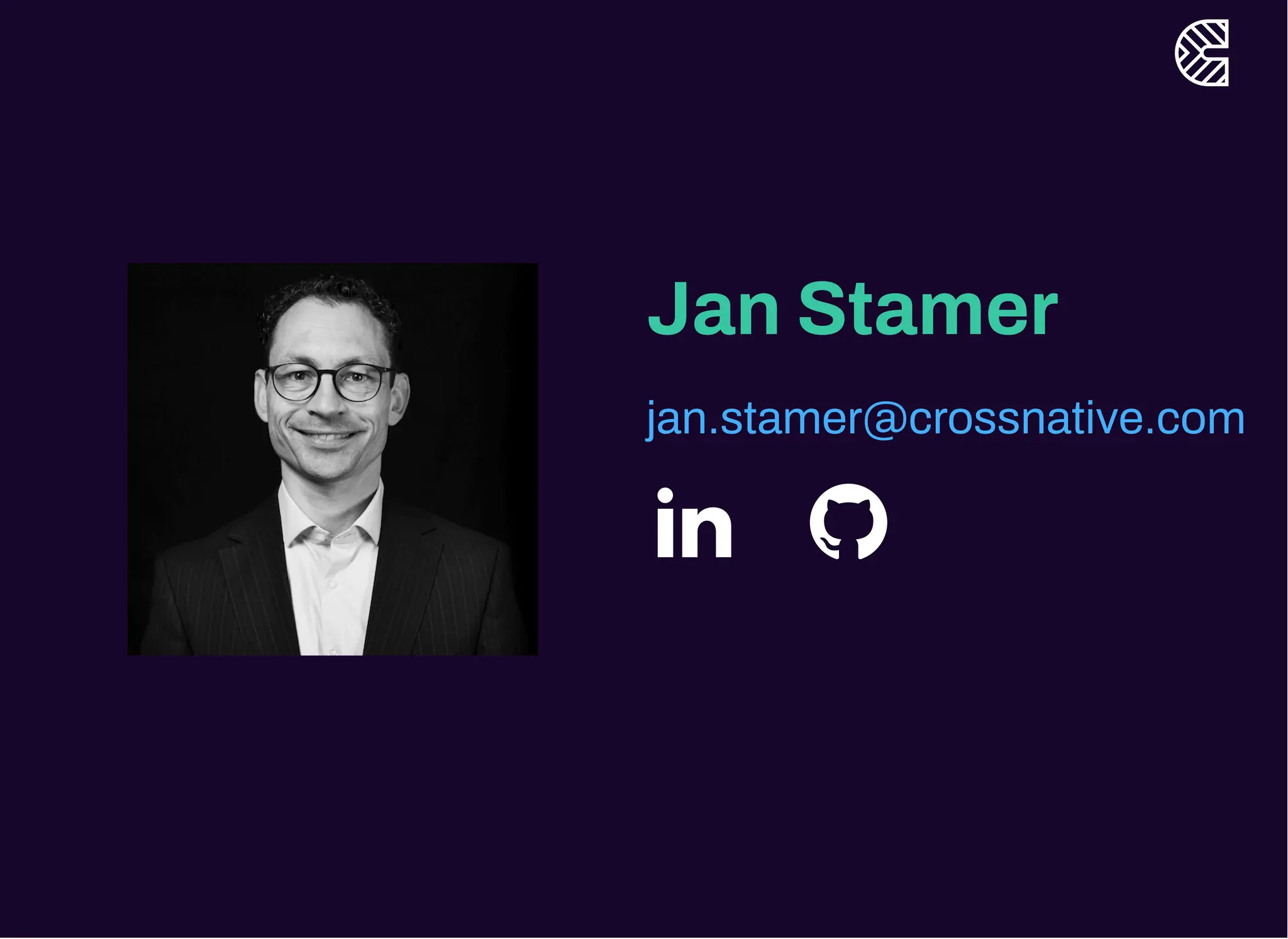 Jan Stamer
jan.stamer@crossnative.com
 