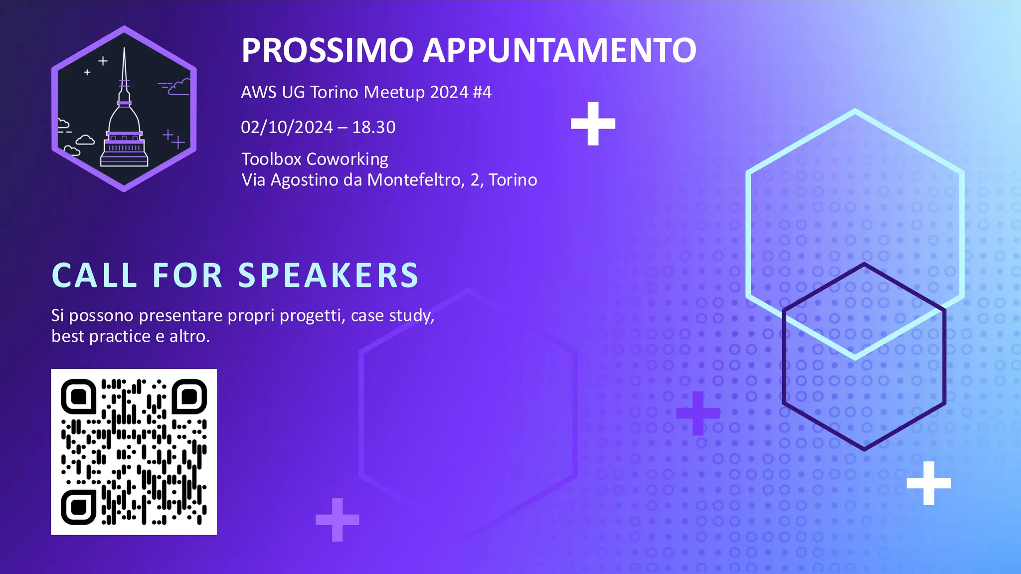 UPDATE THIS PRESENTATION HEADER IN SLIDE MASTER
PROSSIMO APPUNTAMENTO
AWS UG Torino Meetup 2024 #4
CALL FOR SPEAKERS
02/10/2024 – 18.30
Toolbox Coworking
Via Agostino da Montefeltro, 2, Torino
Si possono presentare propri progetti, case study,
best practice e altro.
 