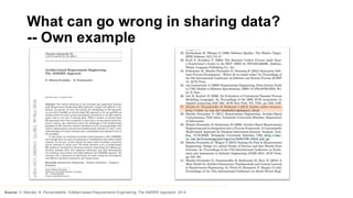 What can go wrong in sharing data?
-- Own example
Source: D. Mendez, B. Penzenstadler. Artefact-based Requirements Engineering: The AMDiRE Approach, 2014
 