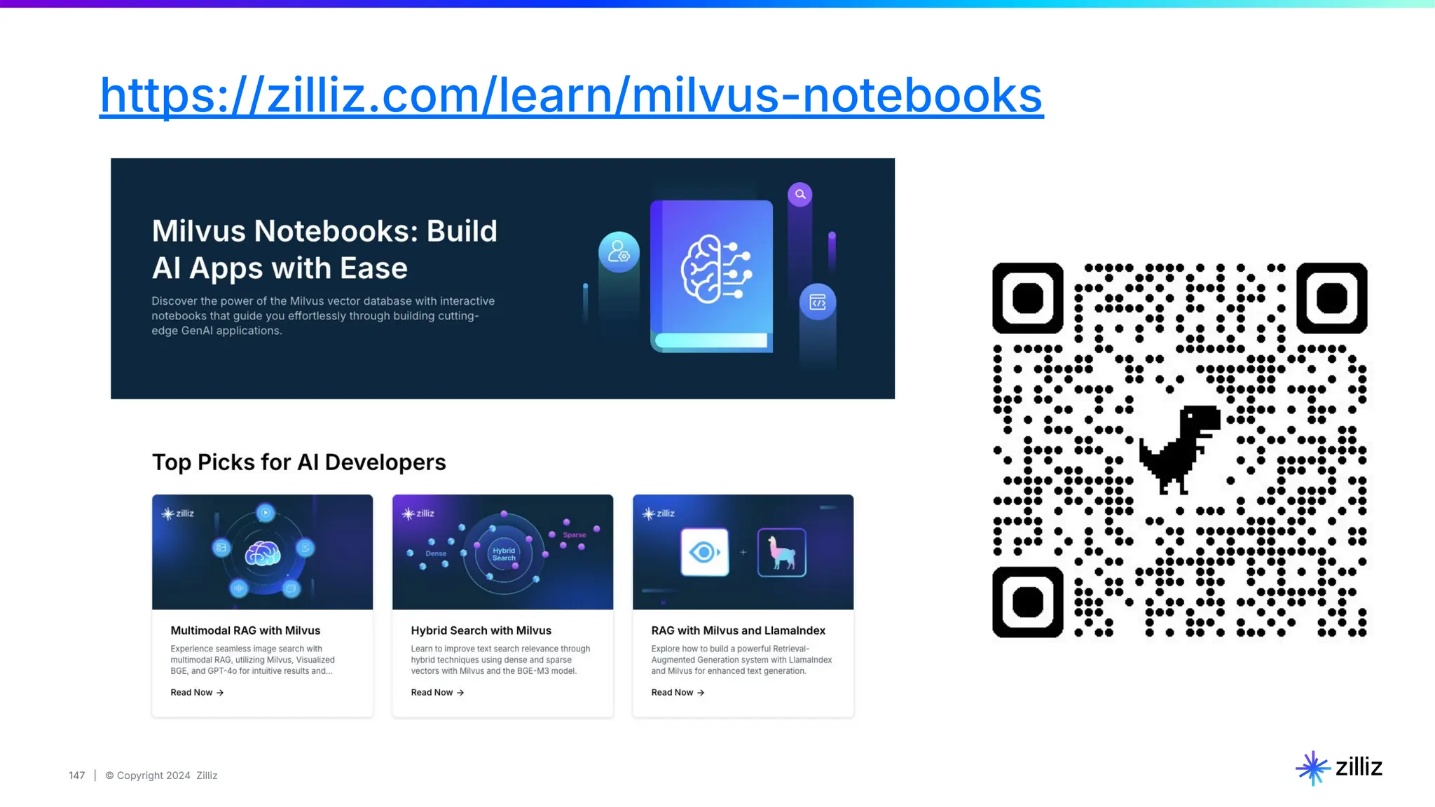 147 | © Copyright 2024 Zilliz
147
https://zilliz.com/learn/milvus-notebooks
 