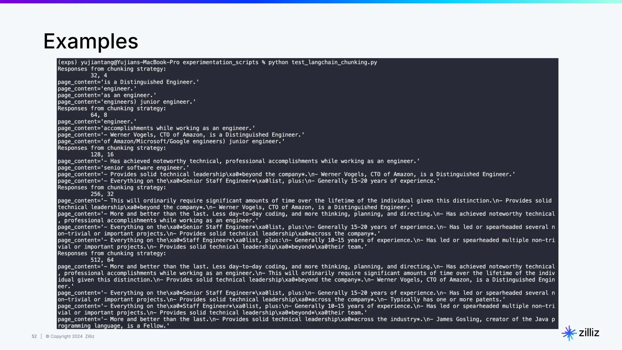 52 | © Copyright 2024 Zilliz
52
Examples
 