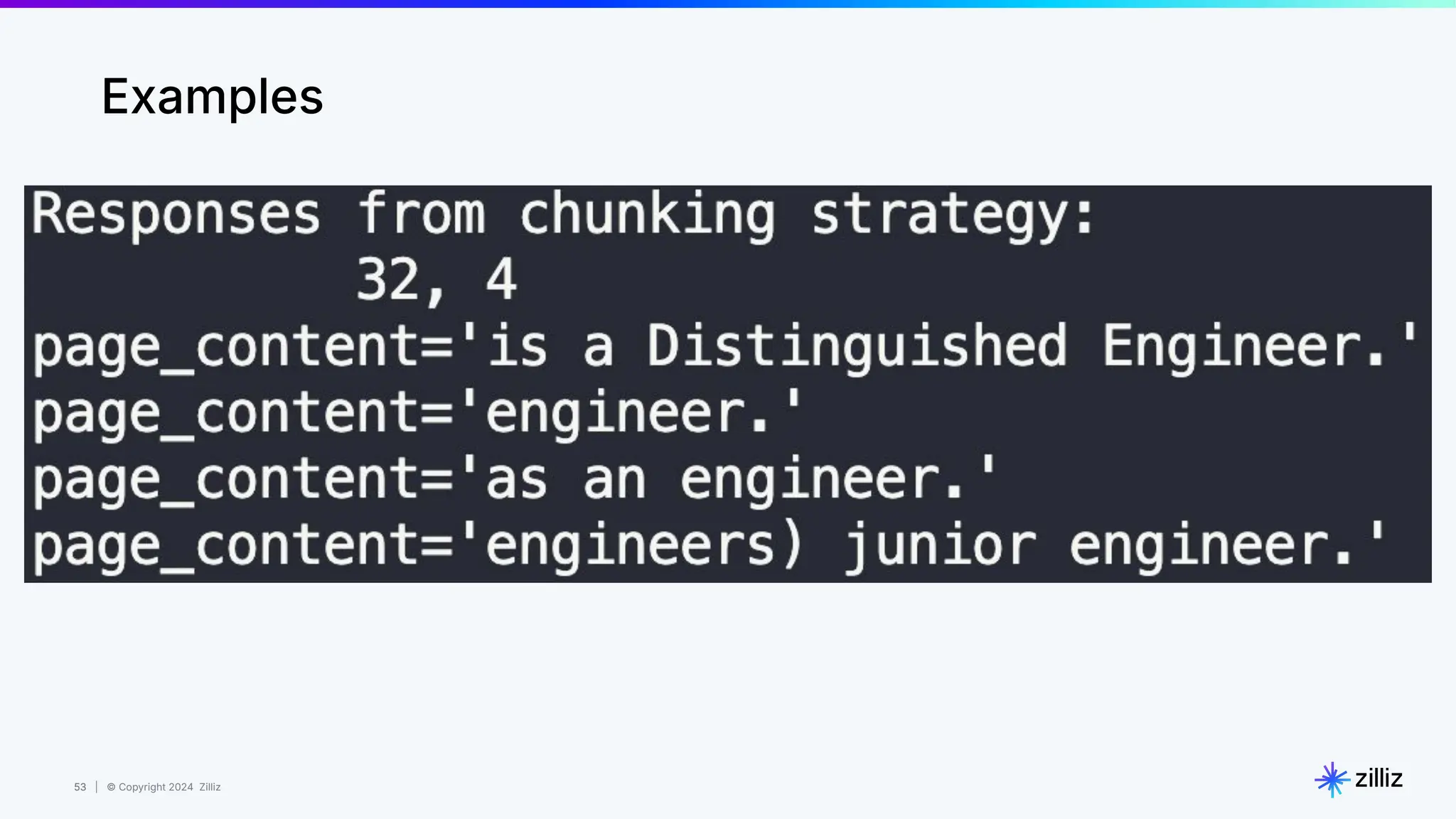 53 | © Copyright 2024 Zilliz
53
Examples
 