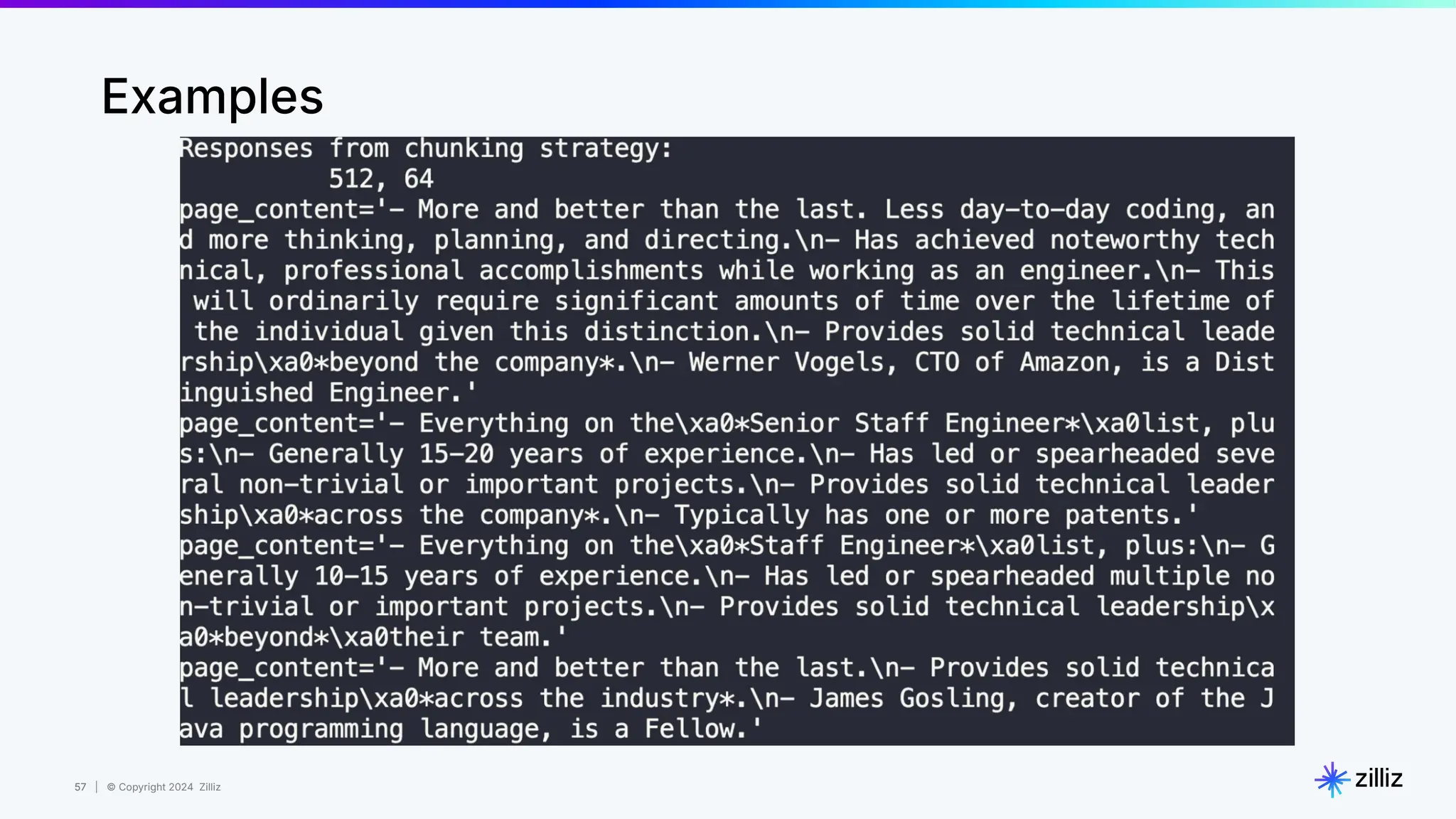 57 | © Copyright 2024 Zilliz
57
Examples
 