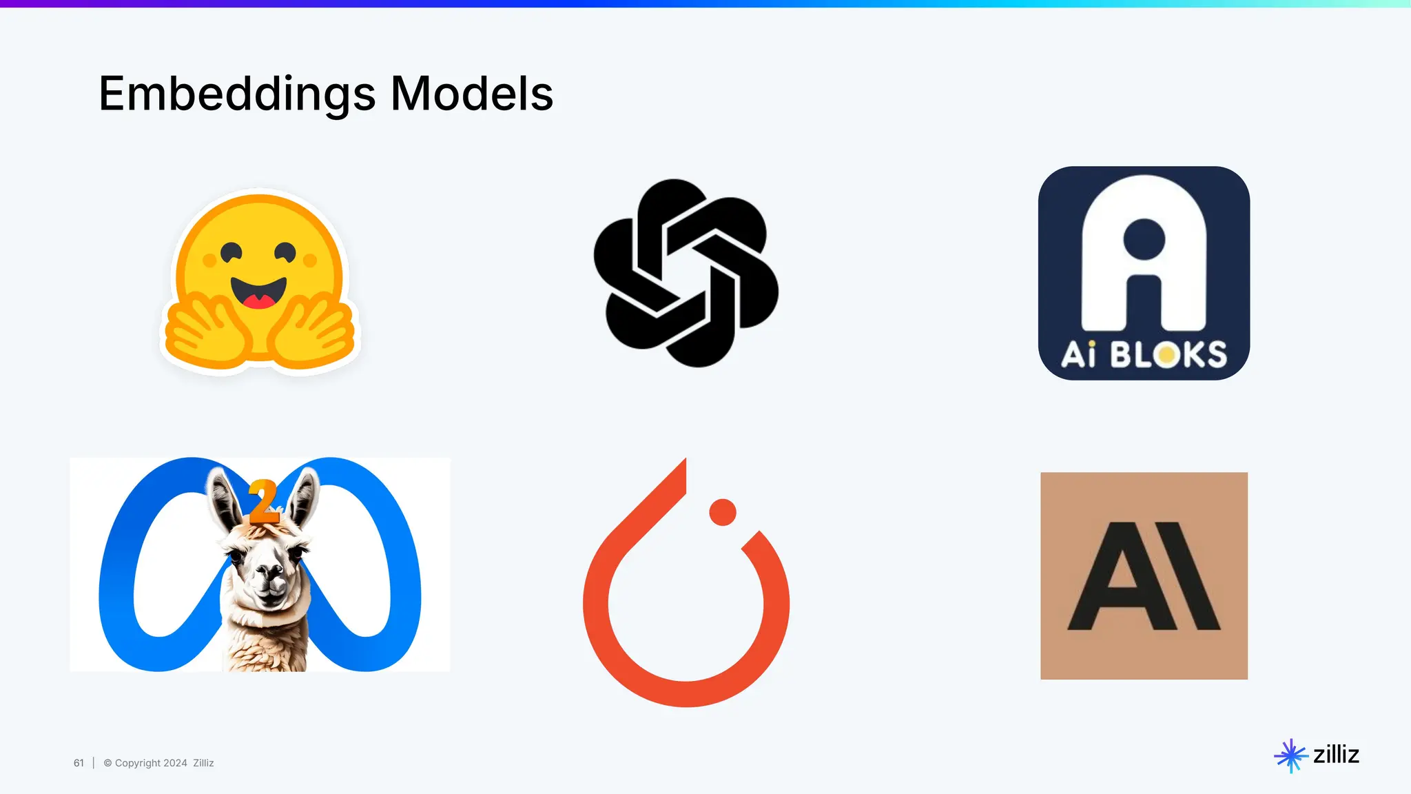 61 | © Copyright 2024 Zilliz
61
Embeddings Models
 