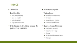 INDICE
▪ Definición
▪ Clasificación
▪ por profundidad
▪ por extensión
▪ por gravedad
▪ según mecanismo
▪ Criterios de deri...