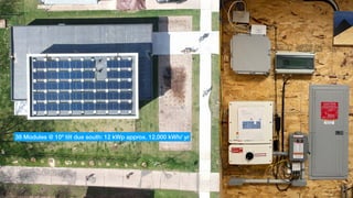 38 Modules @ 10º tilt due south: 12 kWp approx. 12,000 kWh/ yr
 